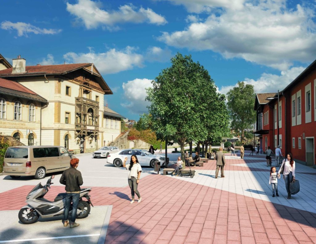 Visualisierung ÖBB Bahnhof-Vorplatz in Jenbach, Bauleitung HSC-Baumanagement